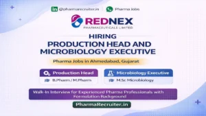 Rednex Pharmaceuticals Hiring Production Head and Microbiology Executive