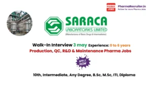 Production, QC, R&D & Maintenance Pharma Jobs