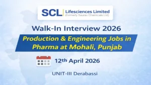 SCL Lifesciences Limited Walk-In Interview 2026