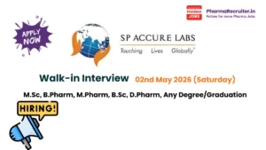M.Sc, B.Pharm, M.Pharm, B.Sc, D.Pharm, Any Degree/Graduation