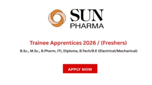 Sun Pharma is hiring trainee apprentices across QC, production, and engineering roles in India.