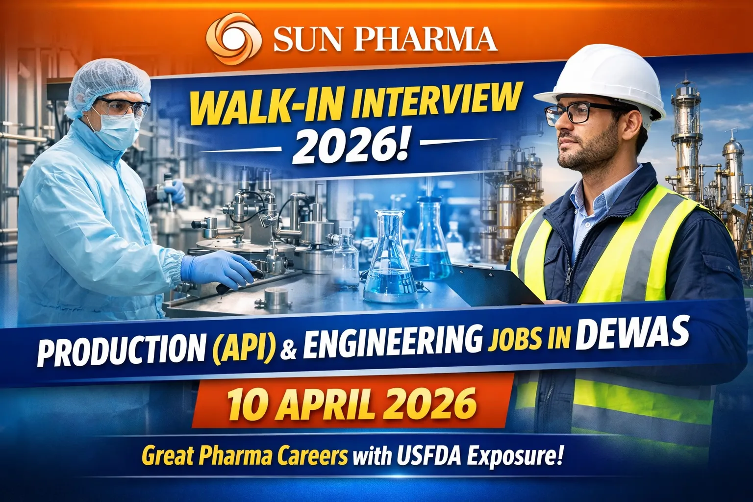 Sun Pharma Walk-in Interview 2026: Production (API) & Engineering Jobs
