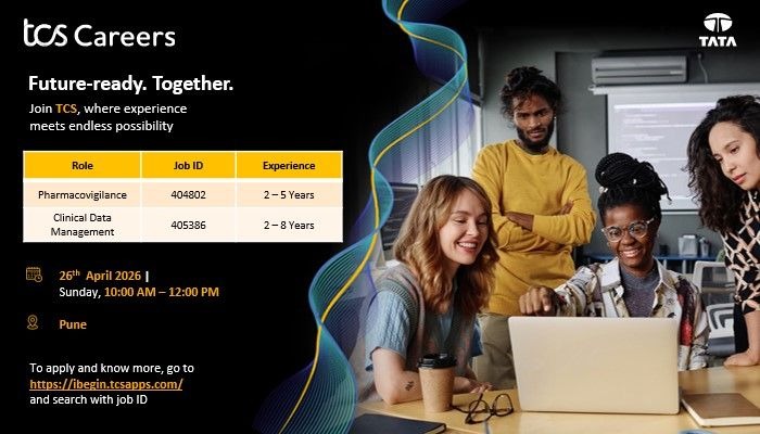 TCS Careers: Pharmacovigilance & Clinical Data Management Jobs in Pune on 26th April 2026 (Sunday)