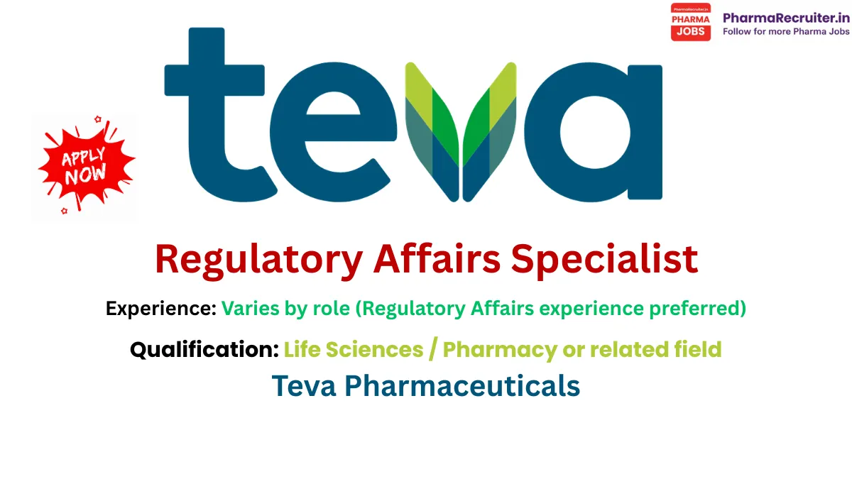 Teva Pharmaceuticals is hiring for a Regulatory Affairs role focused on publishing and managing regulatory submissions. T