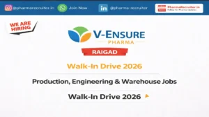 V-Ensure Pharma Technologies Pvt. Ltd is conducting a walk-in interview on 14 April 2026