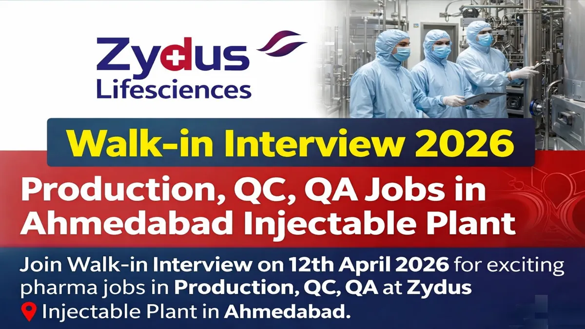 Zydus Lifesciences Walk-in Interview 12th April 2026