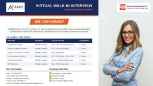 Aarti Pharmalabs Virtual Walk-in Interview