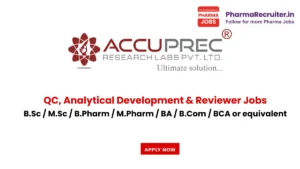 B.Sc / M.Sc / B.Pharm / M.Pharm / BA / B.Com / BCA or equivalent