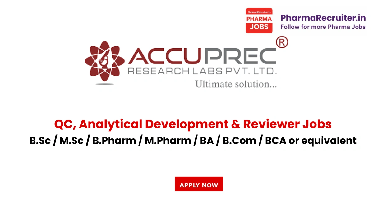 B.Sc / M.Sc / B.Pharm / M.Pharm / BA / B.Com / BCA or equivalent