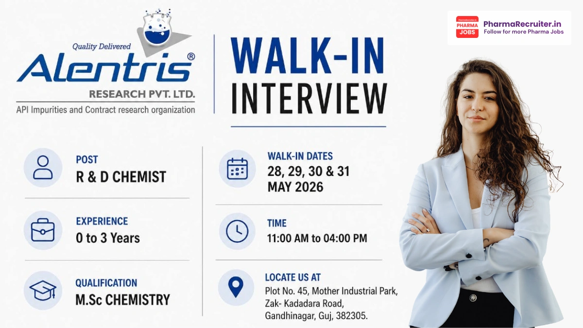 Alentris Research Pvt Ltd Hiring R&D Chemist