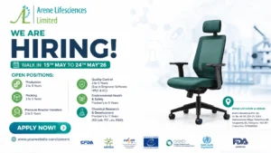 Arene Lifesciences Walk-In Interview for Production, QC, EHS & R&D Roles in Telangana on 15th May to 24th May 2026