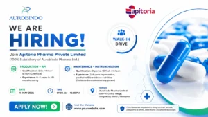 API Production & Instrumentation Jobs at Aurobindo Pharma Limited – Walk-In Drive in Hyderabad on 15 May 2026 (Friday)