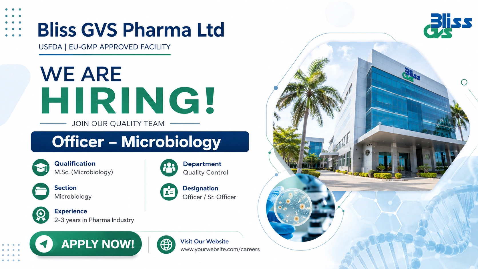 Bliss GVS Pharma Ltd Recruitment 2026 – QC Microbiology Officer Jobs in Palghar