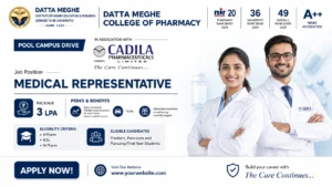Medical Representative Pool Campus Drive 2026 at Cadila Pharmaceuticals Limited in Association with Datta Meghe College of Pharmacy