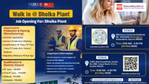 Cadila Pharmaceuticals Walk-in Interview for Apprentice Positions at Dholka Plant 2026