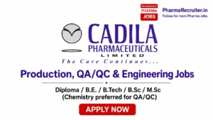 Diploma / B.E. / B.Tech / B.Sc / M.Sc (Chemistry preferred for QA/QC)