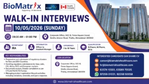 BioMatrix Healthcare Walk-In Interview | Pharma Jobs in Regulatory Affairs (IRA) on 10th May 2026 (Sunday)