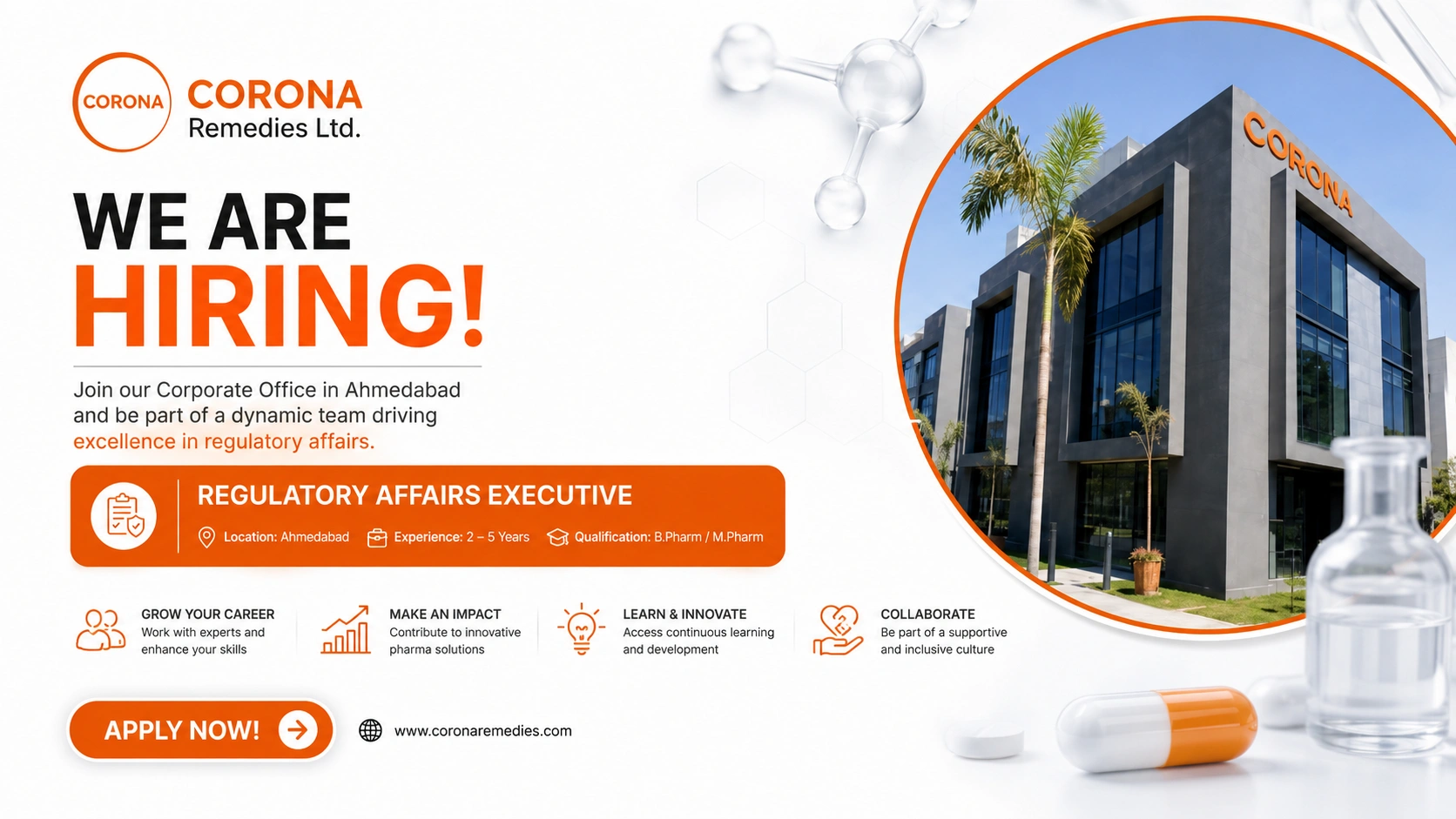 Regulatory Affairs Executive Jobs in Ahmedabad | Corona Remedies Ltd. Hiring B.Pharm & M.Pharm Professionals