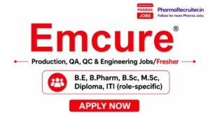 B.E, B.Pharm, B.Sc, M.Sc, Diploma, ITI (role-specific)