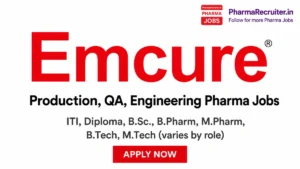 ITI, Diploma, B.Sc., B.Pharm, M.Pharm, B.Tech, M.Tech (varies by role)