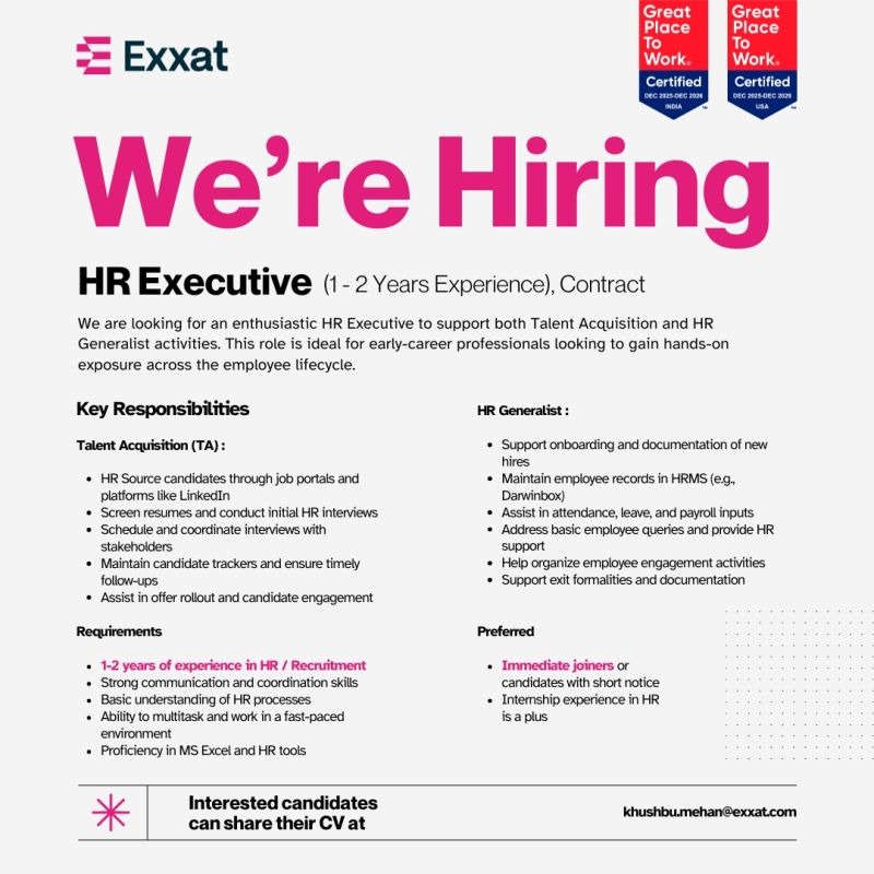 HR Executive Jobs at Exxat – Apply for HR & Talent Acquisition Opportunities