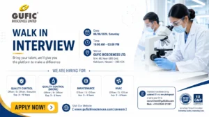 Gufic Biosciences Walk-In Interview for QC, Microbiology, HVAC & Maintenance Roles in Gujarat on 06 June 2026 (Saturday)