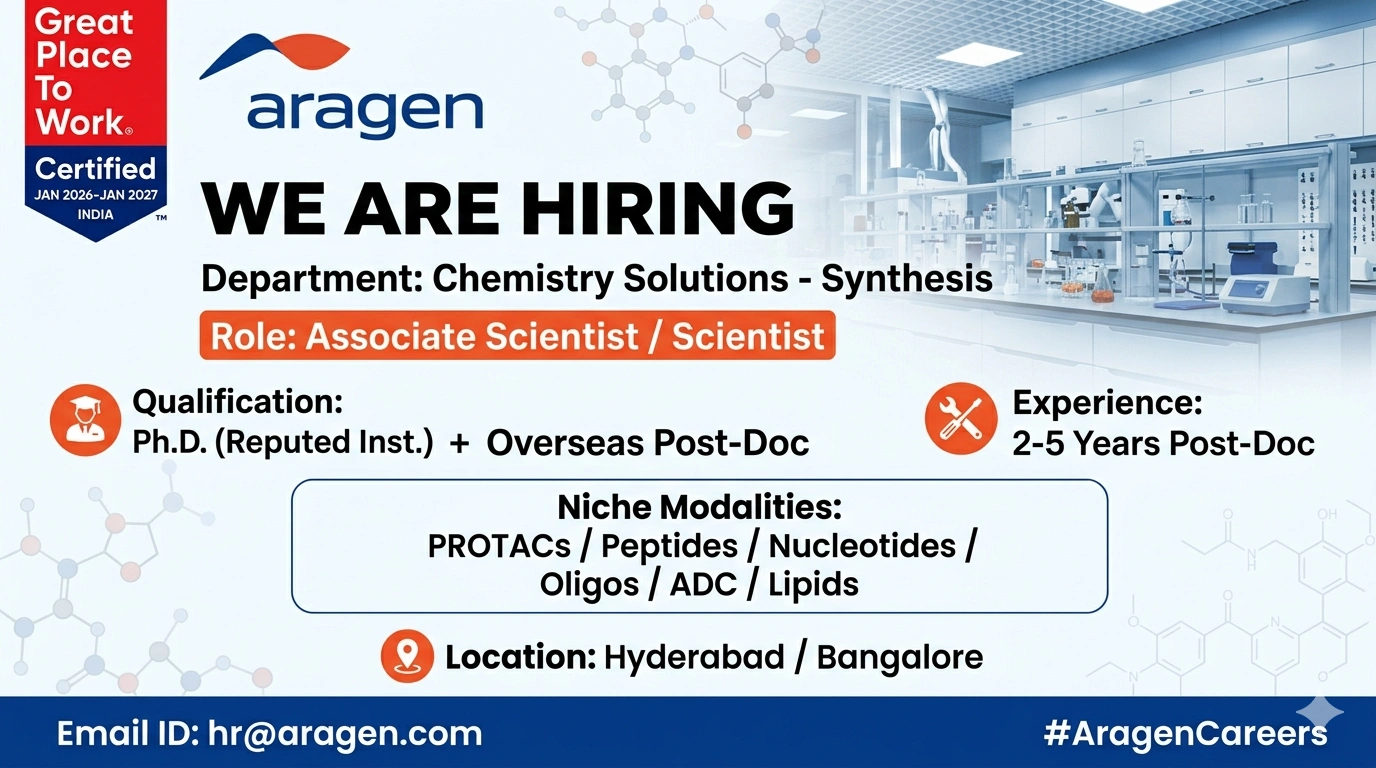 Aragen Hiring – Associate Scientist / Scientist Jobs in Hyderabad & Bangalore