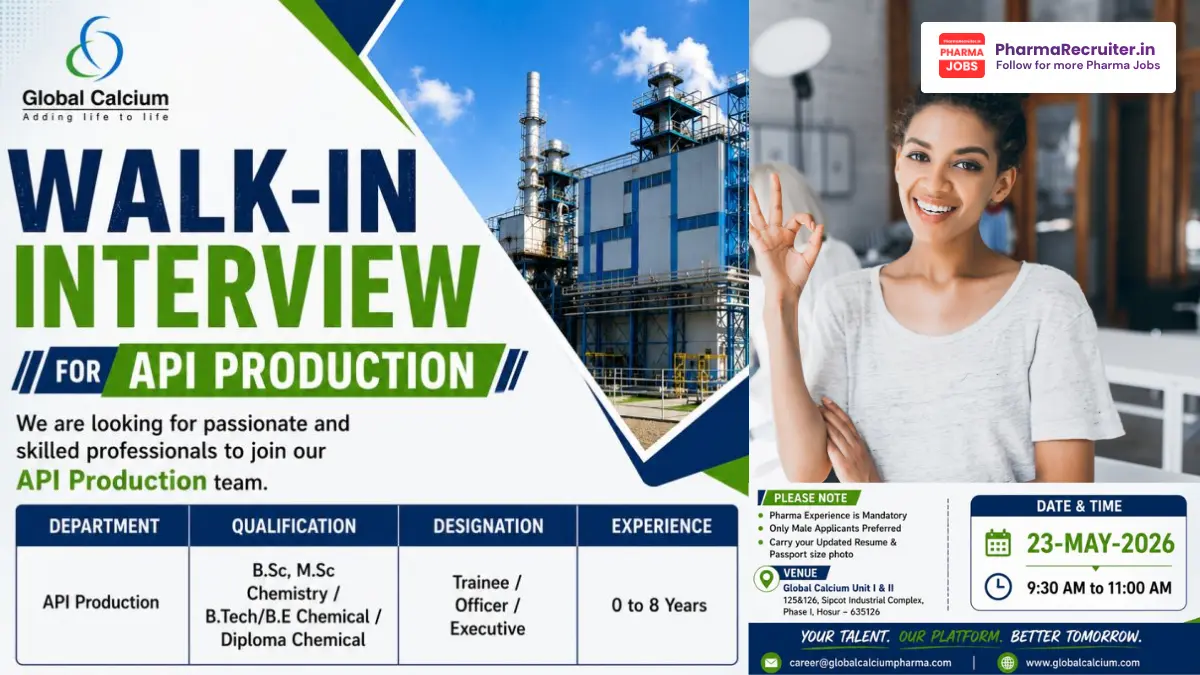 Global Calcium Walk-in Interview for API Production