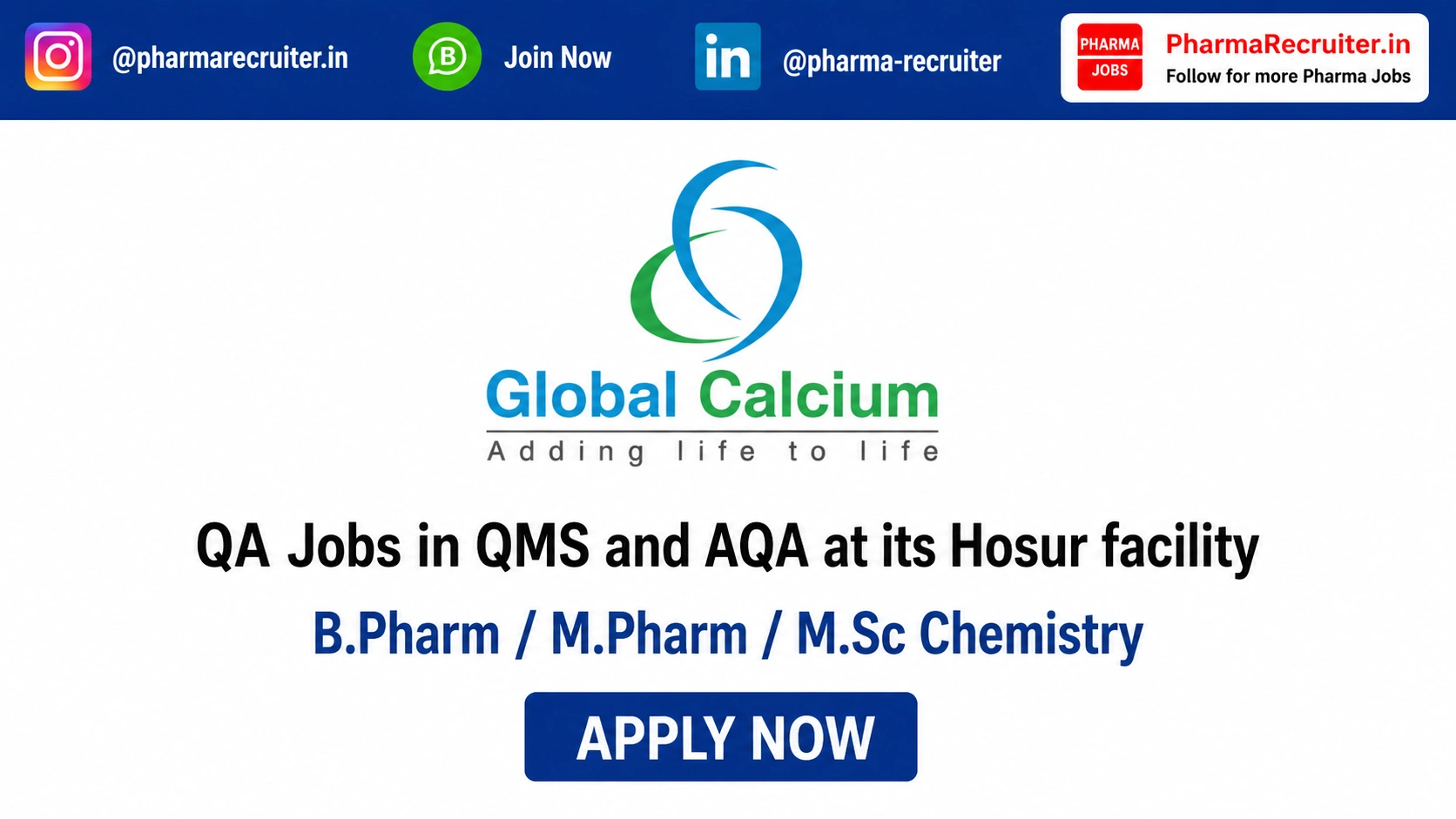B.Pharm / M.Pharm / M.Sc Chemistry