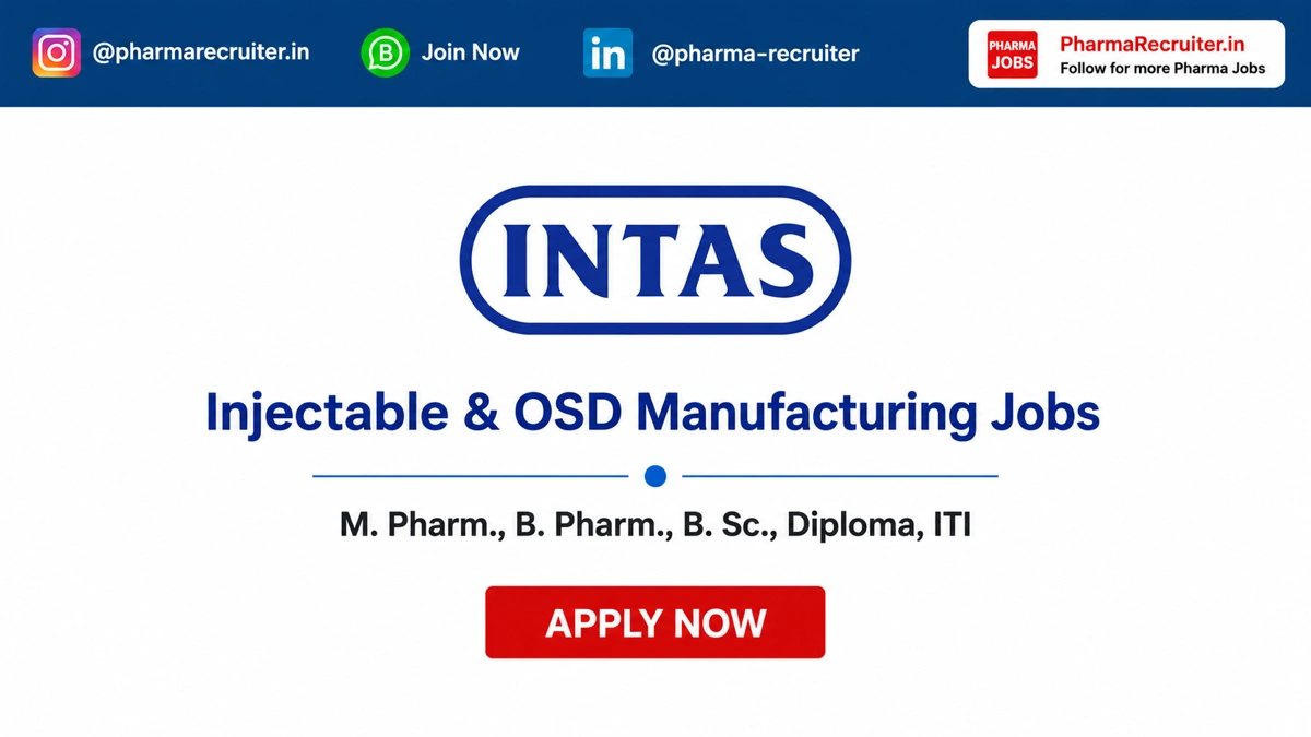 M. Pharm., B. Pharm., B. Sc., Diploma, ITI