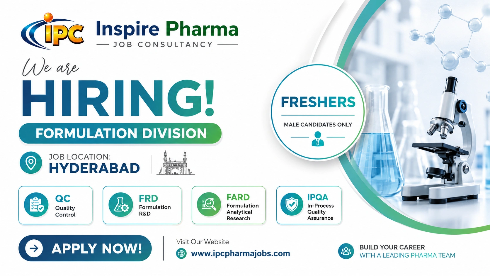 IPC Inspire Pharma Consultancy Hiring Freshers for QC, FRD, FARD & IPQA Roles in Hyderabad