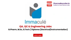 B.Pharm, M.Sc, B.Tech / Diploma (Electrical/Instrumentation)