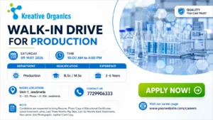 Kreative Organics Walk-In Drive for Production Department at Jeedimetla on 09 May 2026