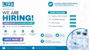 Lyka Labs Walk-In Interview for Regulatory Affairs, QA Validation, R&D & Production Manager Jobs in Ankleshwar on 02 June 2026