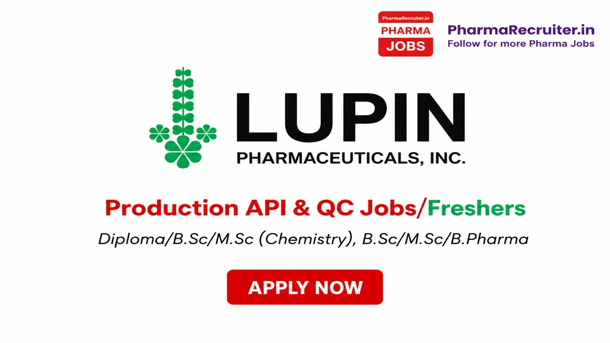 Diploma/B.Sc/M.Sc (Chemistry), B.Sc/M.Sc/B.Pharma