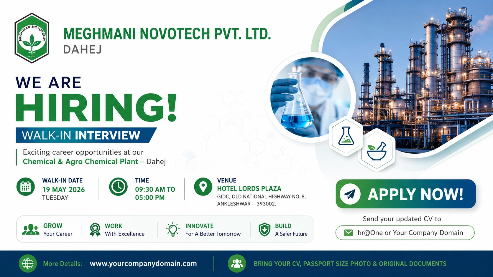 Meghmani Novotech Walk-In Interview for Production, QC, R&D, Engineering & Store Departments on 19 May 2026 (Tuesday)
