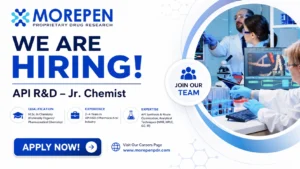 Morepen Proprietary Drug Research Hiring API R&D Jr. Chemist in Telangana