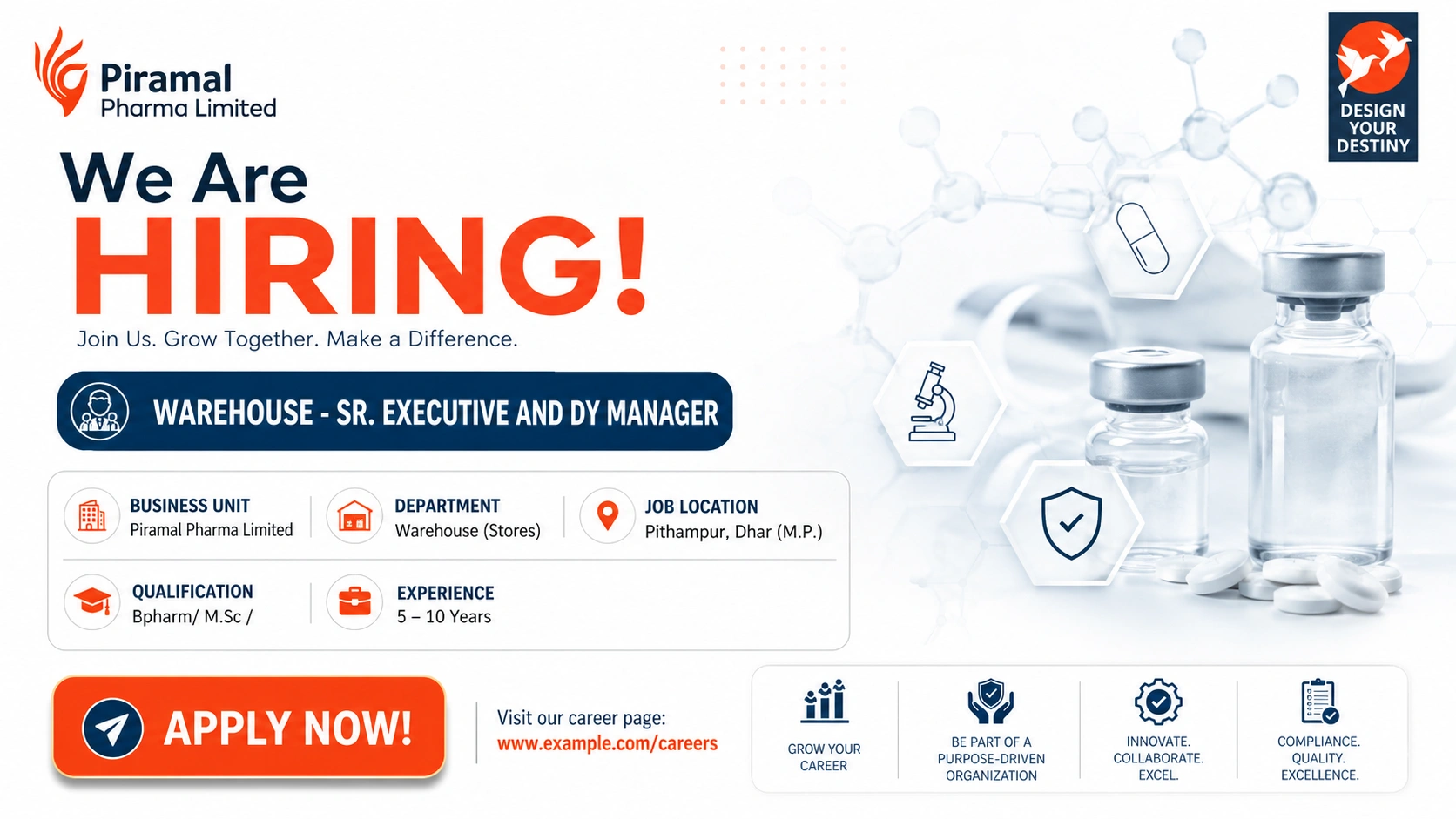 Warehouse Sr. Executive & Dy Manager Jobs at Piramal Pharma Limited – Pithampur, Dhar (M.P.)