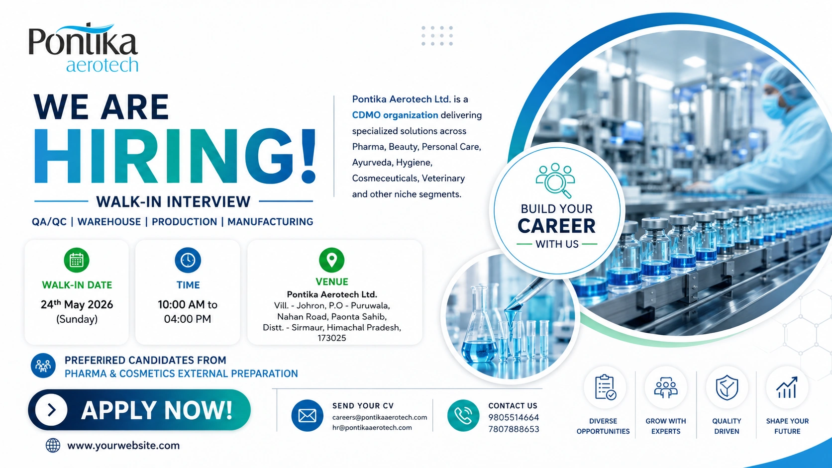 Pontika Aerotech Walk-In Interview for QA, QC, Production & Warehouse Roles on 24th May 2026 (Sunday)