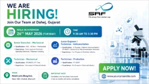 SRF Limited Dahej Walk-In Interview for Mechanical, Instrumentation & Production Roles on 26th May 2026 (Tuesday)