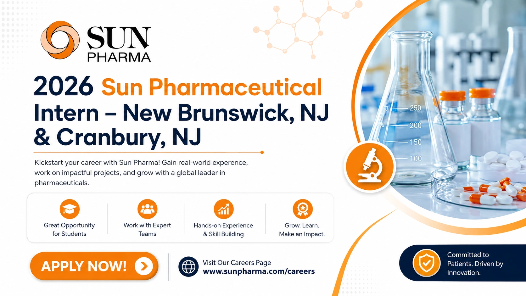 Sun Pharmaceutical Intern – New Brunswick, NJ & Cranbury, NJ | Apply Now
