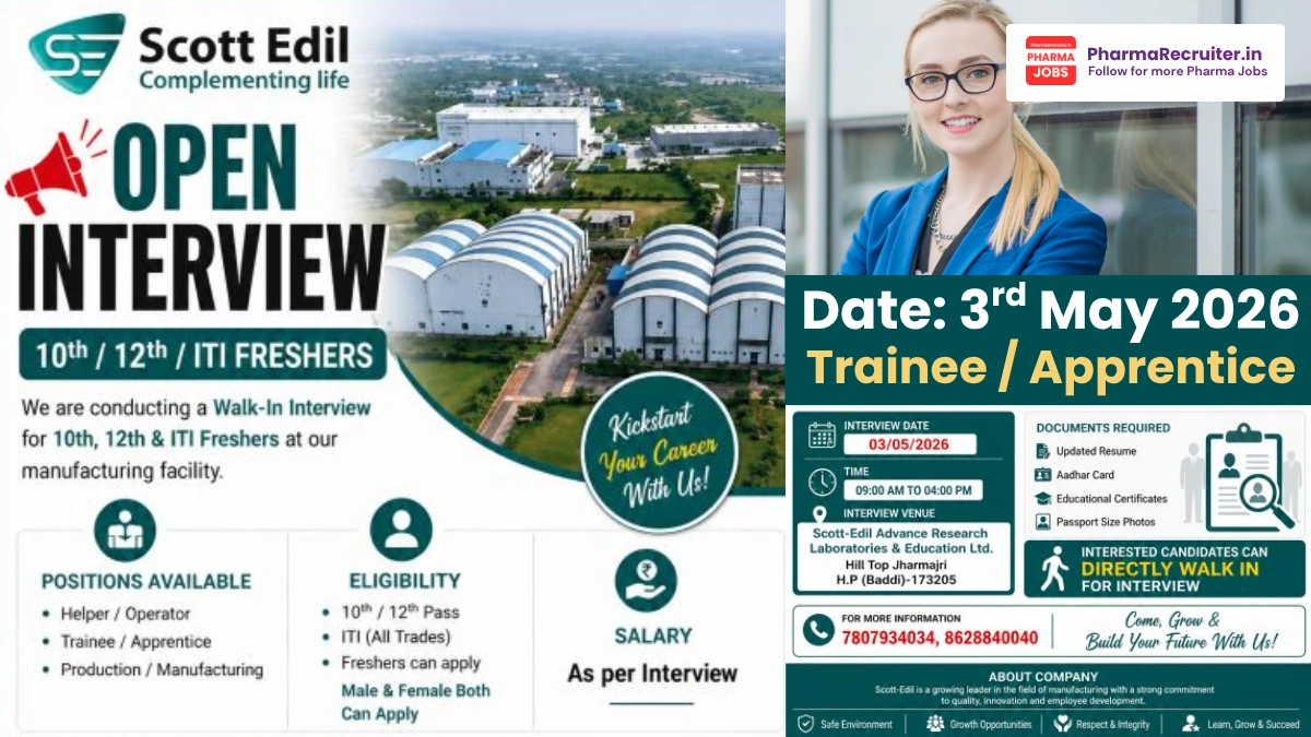 Scott Edil Walk-In Interview for Trainee & Apprentice Positions