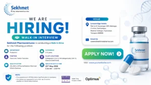 Sekhmet Pharmaventures Walk-In Interview 2026 for Production Executive Jobs in API Manufacturing