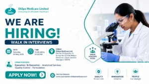 Shilpa Medicare Ltd Hyderabad Walk-In Interview for Analytical Services (Quality Control – Formulation) on Saturday, 09 May 2026