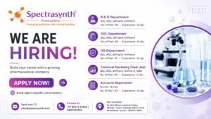 Spectrasynth Pharmachem Hiring Freshers and Experienced Candidates for R&D, ADL, QA, Marketing, and Accounts Departments in Ahmedabad