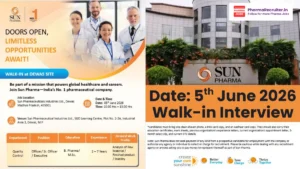 Sun Pharma Walk-in Interview 2026 – Quality Control Officer
