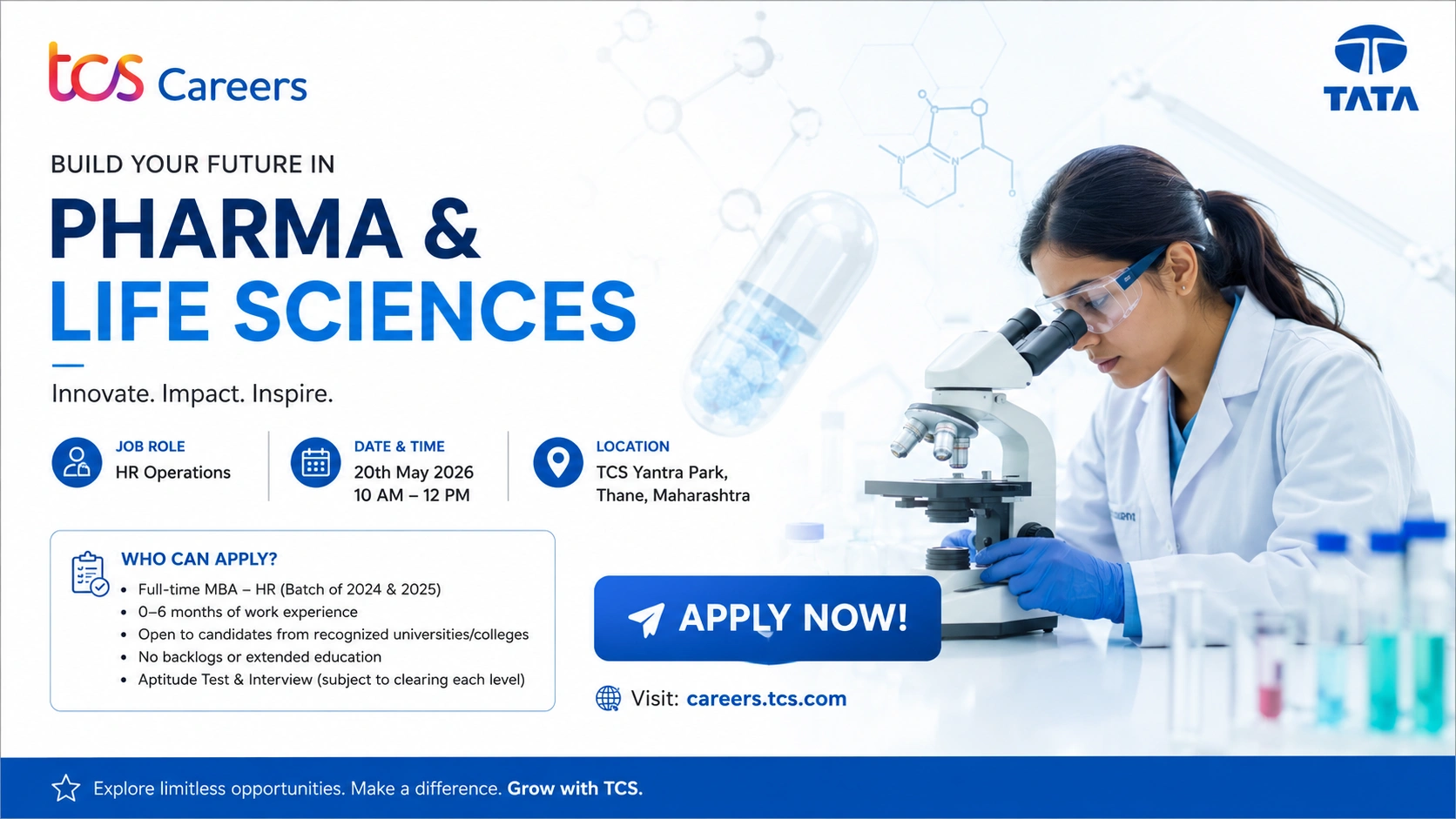 TCS BPS Walk-in Interview for HR Operations | Freshers MBA HR Jobs in Thane on 20th May 2026