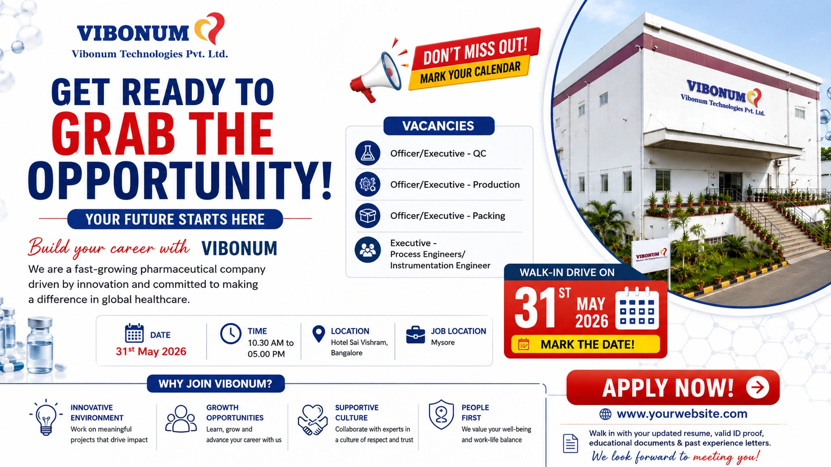 Vibonum Walk-In Interview for QC, Production, Packing & Engineering Roles in Mysore on 31st May 2026