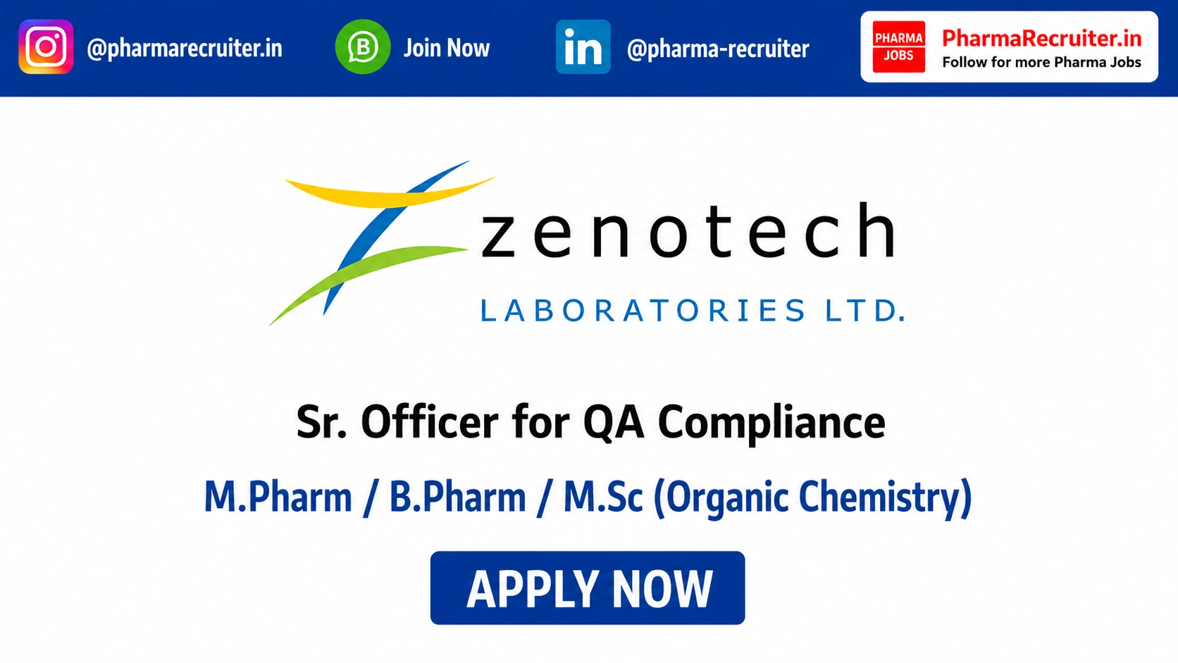 M.Pharm / B.Pharm / M.Sc (Organic Chemistry)