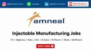 ITI / Diploma / B.Sc / B.E / B.Tech / B.Pharm / M.Sc / M.Pharm